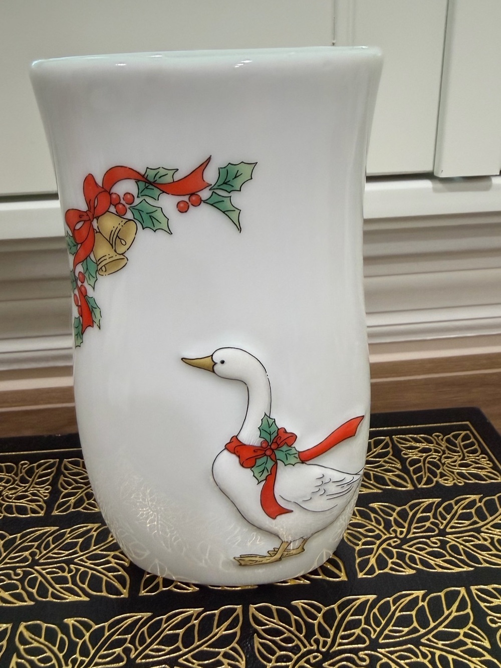 Vintage Christmas goose bud vase